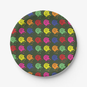 Army Green Paintball Party Balloon Pattern Paper Plate