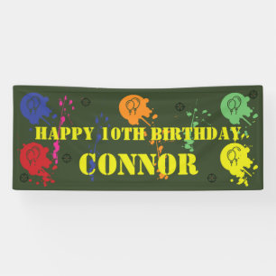 Army Green Paintball Party Banner