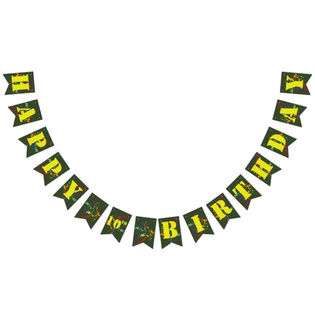 Army Green Paintball Party Happy Birthday Age Bunting (All)