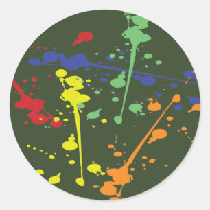 Army Green Paintball Party Splatter Classic Round Sticker