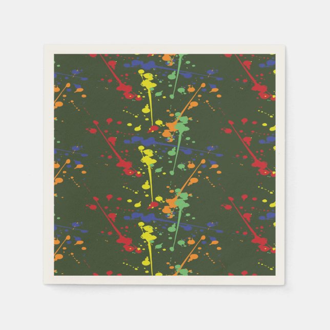 Army Green Paintball Party Splatter Napkin (Front)