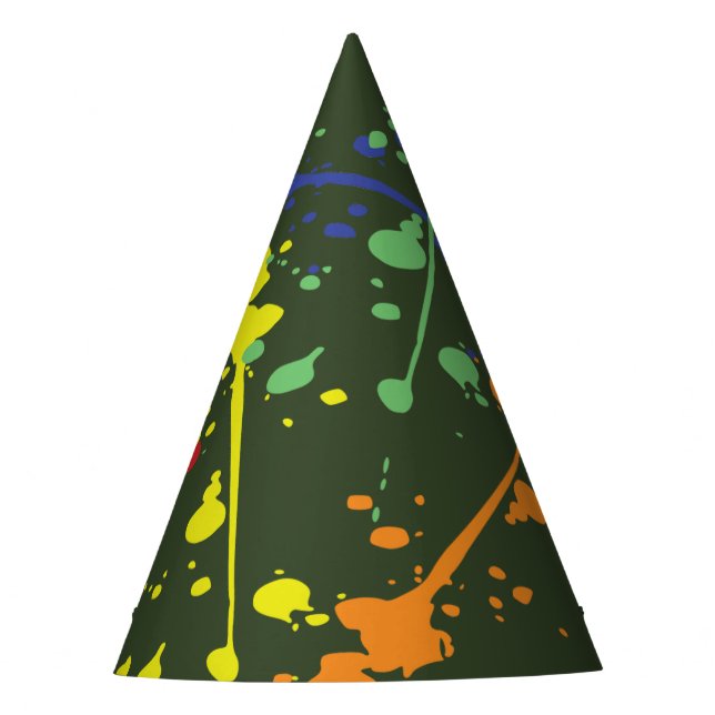 Army Green Paintball Party Splatter Party Hat (Front)