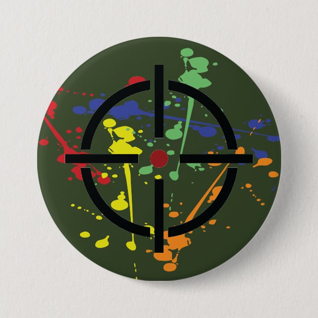 Army Green Paintball Party Splatter Target 7.5 Cm Round Badge (Front)