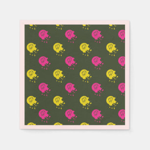 Army Green - Pink & Yellow Paintball Party Napkin