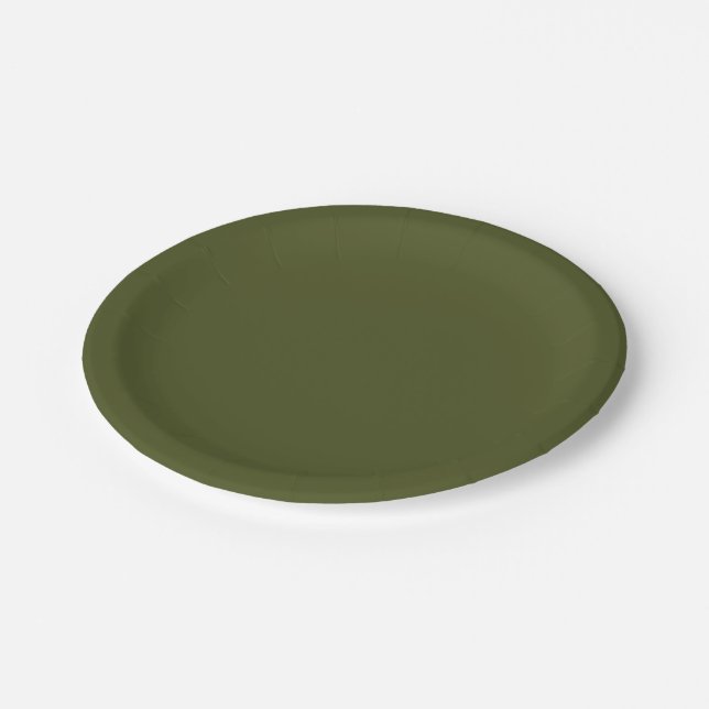 Army green (solid colour)  paper plate (Angled)