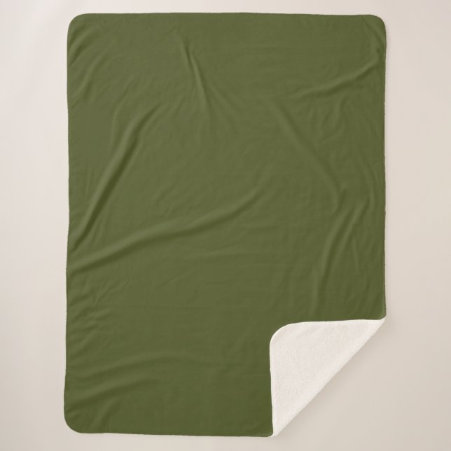 Army Green Solid Colour Sherpa Blanket (Front)