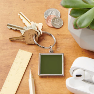 Army Green Square Metal Keychain