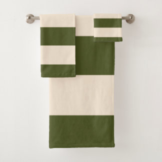 Army Green Stripes Bath Towel Set