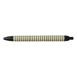 Army Green Stripes Black Ink Pen