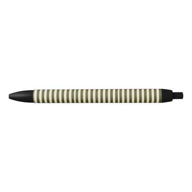 Army Green Stripes Black Ink Pen (Front)
