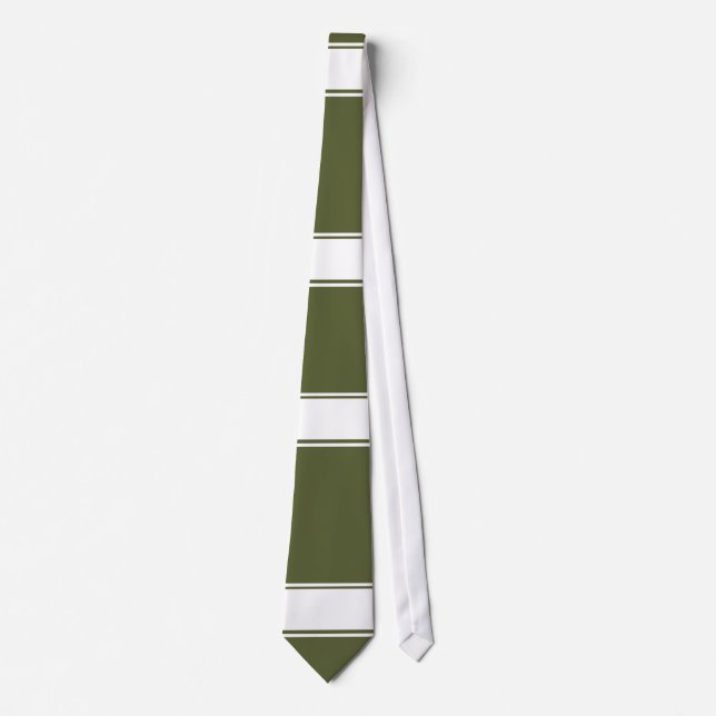 Army Green with white line Tie (Front)