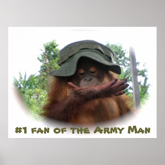 Army Hat cute baby orangutan Poster (Front)