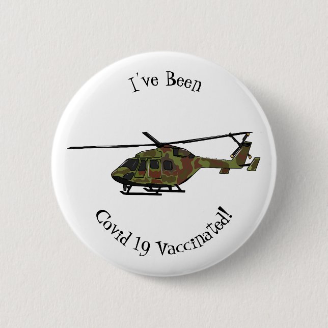 Army helicopter cartoon illustration  6 cm round badge (Front)