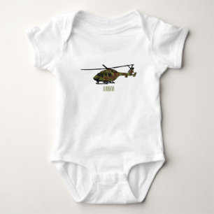 Army helicopter cartoon illustration baby bodysuit