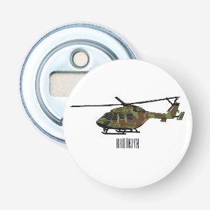 Army helicopter cartoon illustration  bottle opener