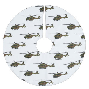 Army helicopter cartoon illustration brushed polyester tree skirt