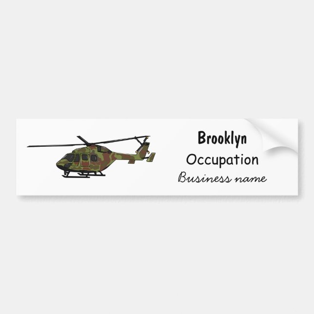 Army helicopter cartoon illustration  bumper sticker (Front)