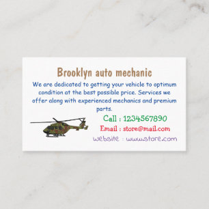 Army helicopter cartoon illustration  business card