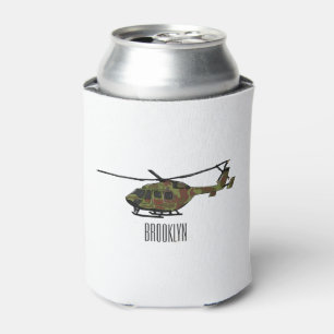 Army helicopter cartoon illustration  can cooler