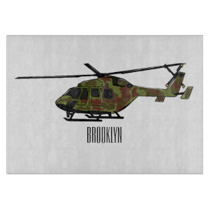Army helicopter cartoon illustration  cutting board