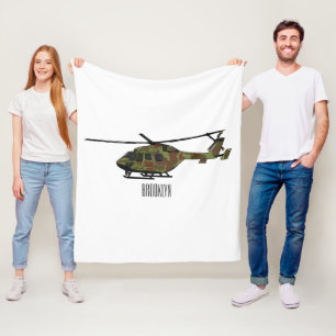 Army helicopter cartoon illustration  fleece blanket