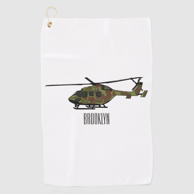 Army helicopter cartoon illustration  golf towel (Front)