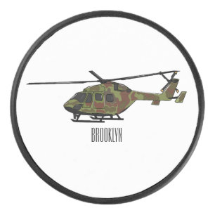 Army helicopter cartoon illustration  hockey puck