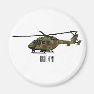 Army helicopter cartoon illustration  magnet