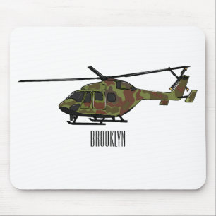 Army helicopter cartoon illustration  mouse mat
