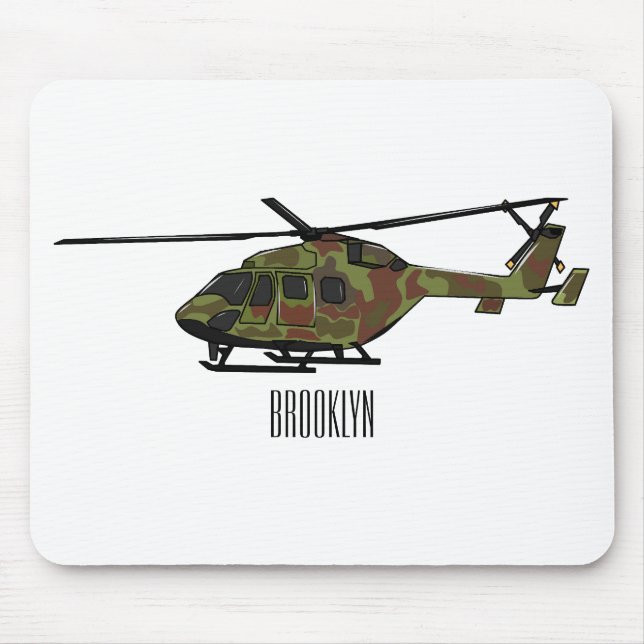 Army helicopter cartoon illustration  mouse mat (Front)