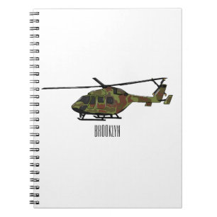 Army helicopter cartoon illustration  notebook