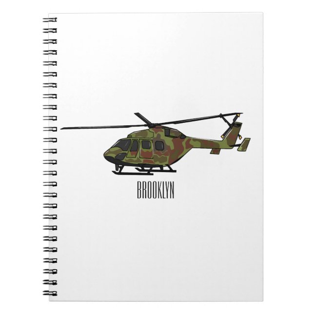Army helicopter cartoon illustration  notebook (Front)