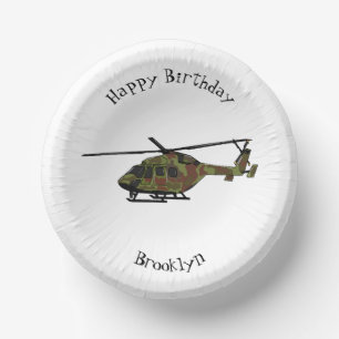 Army helicopter cartoon illustration  paper plate