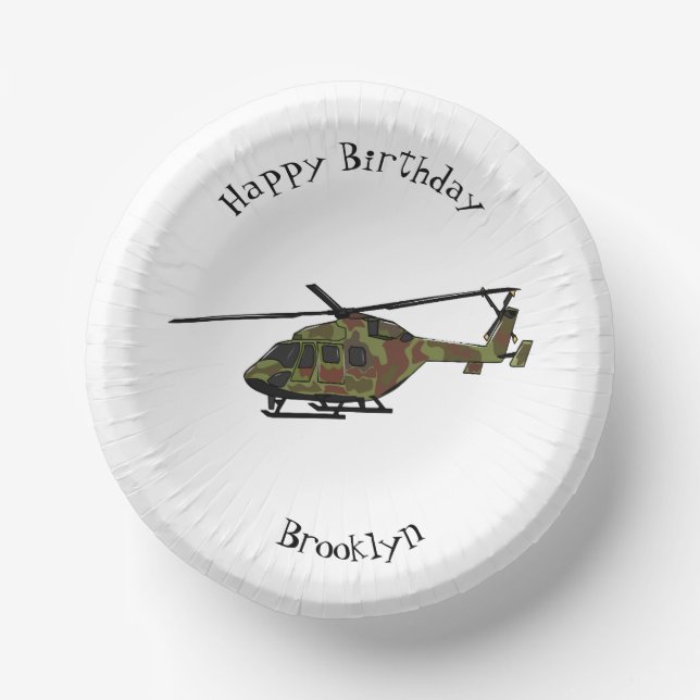 Army helicopter cartoon illustration  paper plate (Front)