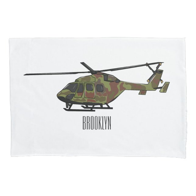 Army helicopter cartoon illustration  pillowcase (Front)