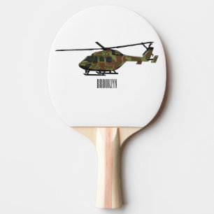 Army helicopter cartoon illustration  ping pong paddle