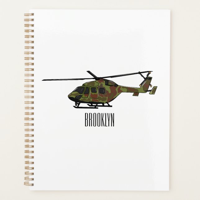 Army helicopter cartoon illustration  planner (Front)