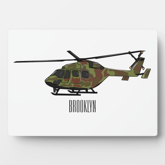 Army helicopter cartoon illustration  plaque (Front)
