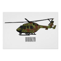 Army helicopter cartoon illustration 