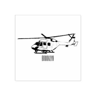 Army helicopter cartoon illustration  rubber stamp