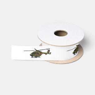 Army helicopter cartoon illustration satin ribbon