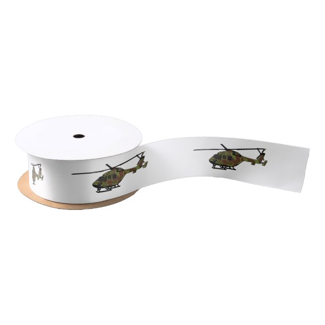 Army helicopter cartoon illustration  satin ribbon (Spool)