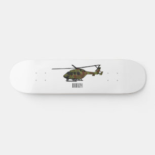 Army helicopter cartoon illustration skateboard