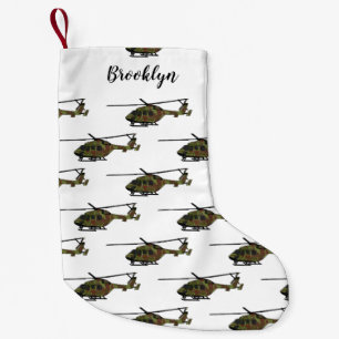 Army helicopter cartoon illustration  small christmas stocking