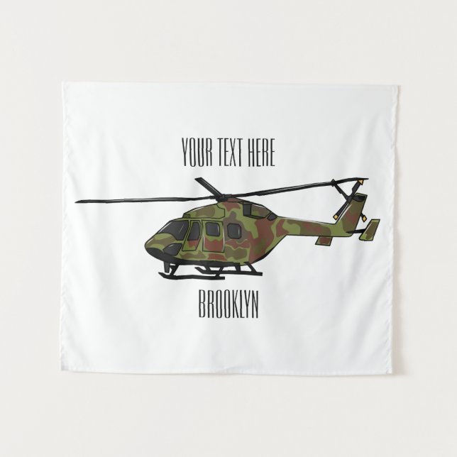 Army helicopter cartoon illustration  tapestry (Front (Horizontal))