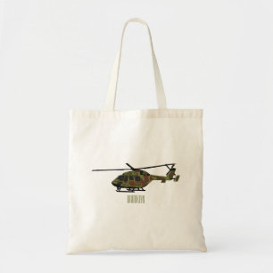 Army helicopter cartoon illustration  tote bag