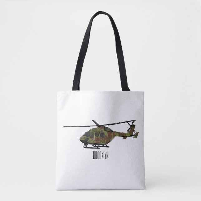 Army helicopter cartoon illustration  tote bag (Front)