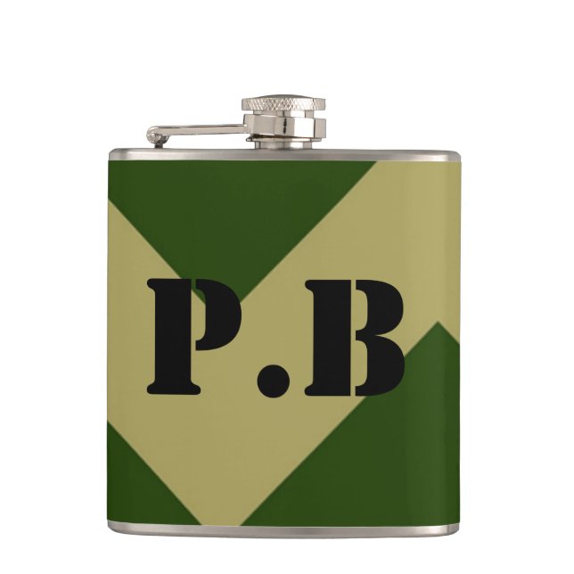Army Inspired Customisable with your initials Hip Flask (Front)