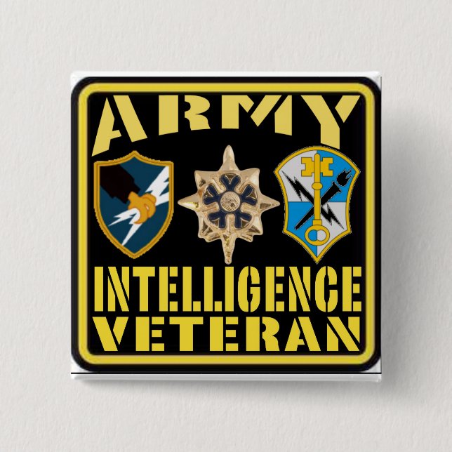 Army Intelligence Veteran 15 Cm Square Badge (Front)