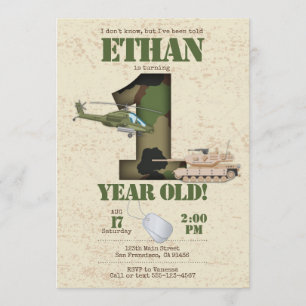 Army Invitation - 1st Birthday Invitation